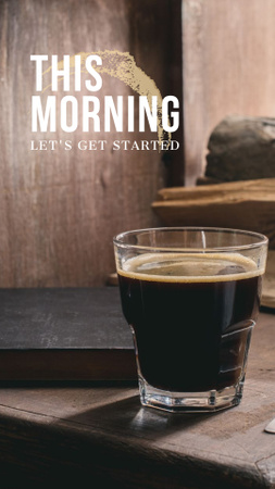 Phrase about Morning with Coffee Instagram Story Design Template