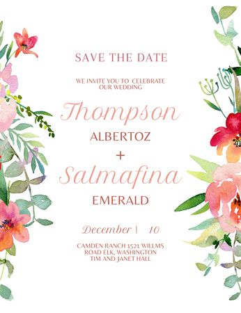 Wedding Announcement at Tim and Janet Hall  Invitation 13.9x10.7cm Design Template