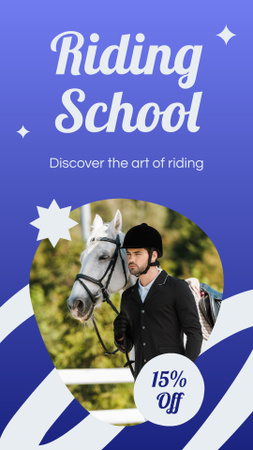 Designvorlage Superior Horse Riding School bietet Rabatt für Unterrichtsstunden für Instagram Story