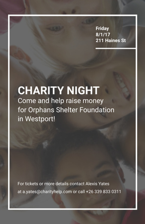 Charity Night Announcement with Happy Children Flyer 5.5x8.5in Design Template