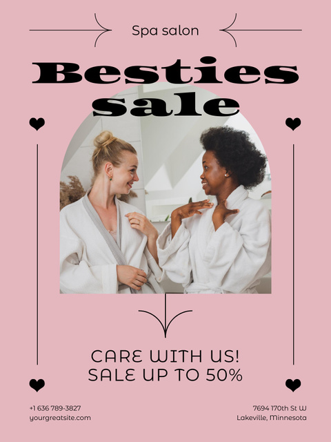 Galentine's Day Sale Announcement with Girlfriends Poster US Πρότυπο σχεδίασης