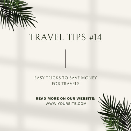 Modèle de visuel Conseils de voyage avec des feuilles de palmier - Instagram