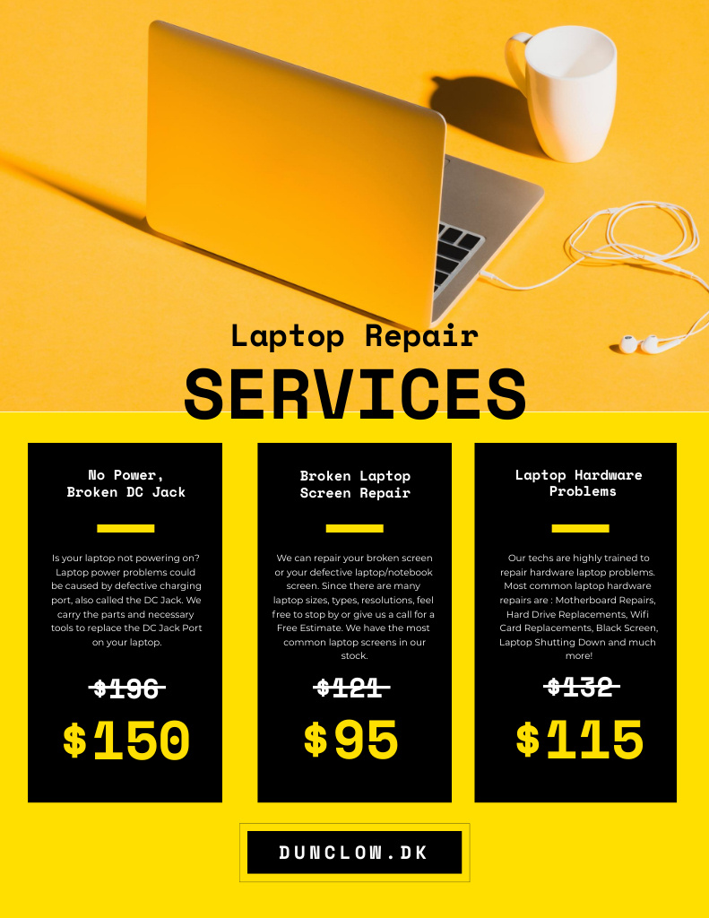 Ontwerpsjabloon van Poster 8.5x11in van Gadgets Repair Service Offer with PC and Headphones