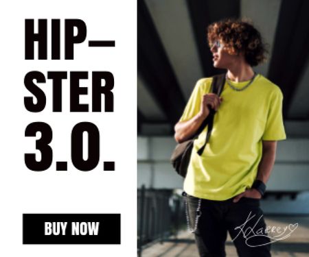 Designvorlage Fashion Ad with Stylish Guy für Large Rectangle