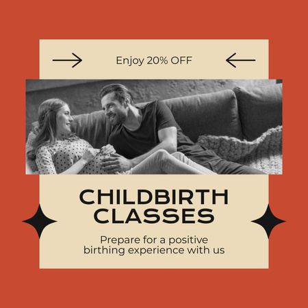 Plantilla de diseño de Oferta de clases de Childbrith para padres jóvenes Instagram AD 
