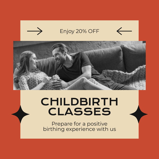 Ontwerpsjabloon van Instagram AD van Childbrith Classes Offer for Young Parents