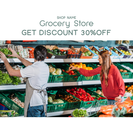 Groceries In Supermarket With Discount Instagram Design Template