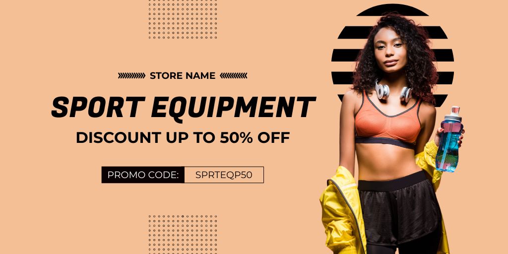 Ad of Sports Equipment with Discount Twitterデザインテンプレート