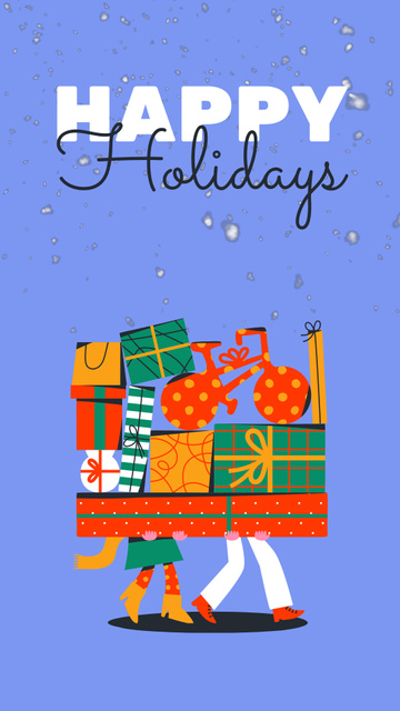 Designvorlage Winter Holidays Greeting with Festive Gifts für Instagram Video Story
