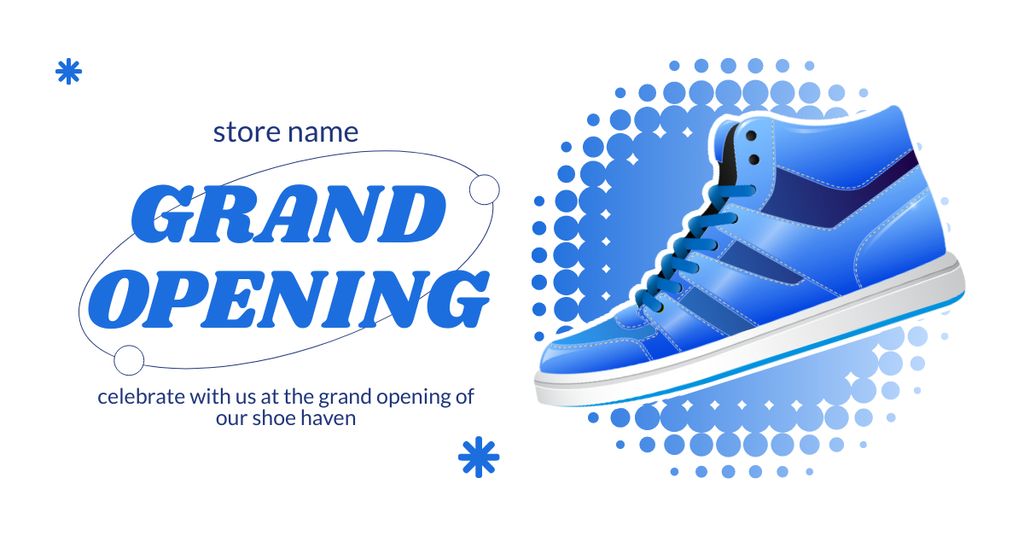 Ontwerpsjabloon van Facebook AD van Modern Footwear Shop Grand Opening Ad