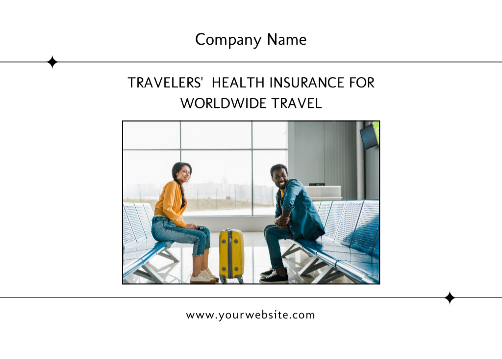 Plantilla de diseño de International Insurance Company Ad with People at Airport Flyer 5x7in Horizontal 
