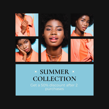 Lady in Orange Clothing for Summer Collection Ad Instagram Design Template