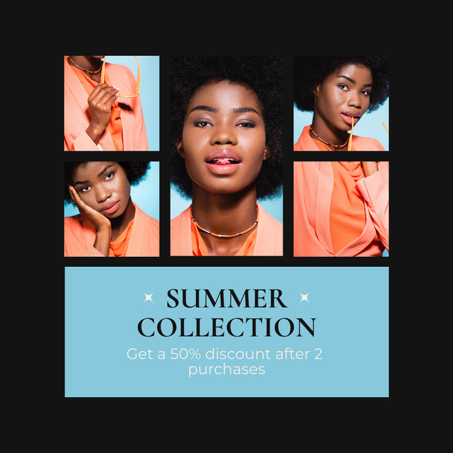 Designvorlage Lady in Orange Clothing for Summer Collection Ad für Instagram