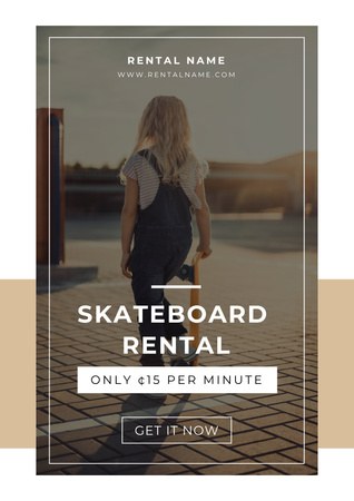 Skateboard Rental Announcement Poster A3 Modelo de Design