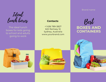 School Food Ad with Backpacks Brochure 8.5x11in Design Template