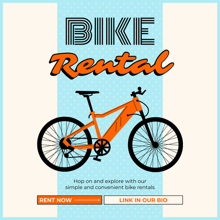 レトロなスタイルのレンタル自転車広告 Instagramデザインテンプレート
