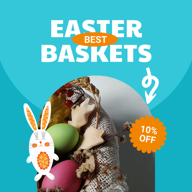 Platilla de diseño Baskets For Easter With Dyed Eggs And Discount Animated Post