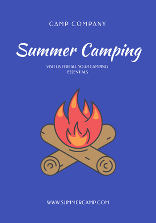 Family Summer Camping Offer with Bonfire Poster 28x40in Design Template