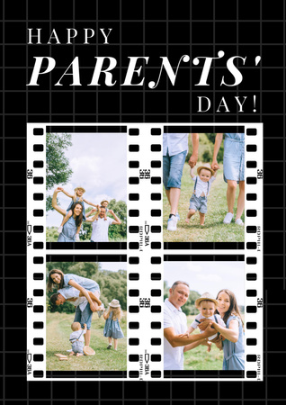 Happy Parents' Day Greeting with Sweet Memories of Family Poster A3 Design Template