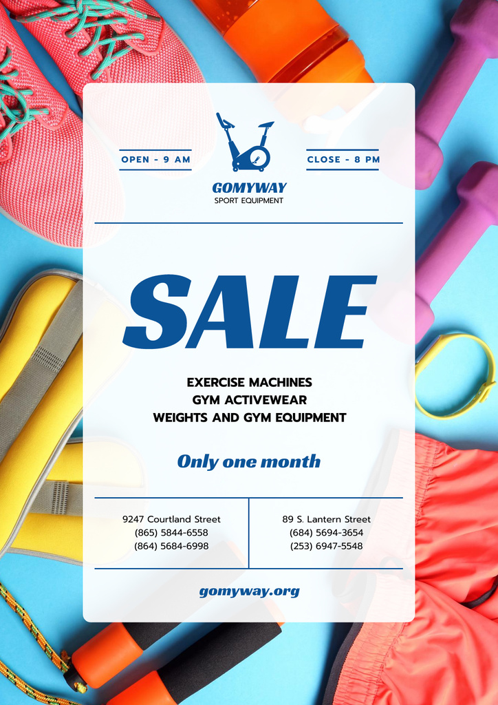 Sports Wear and Equipment Sale Poster – шаблон для дизайну