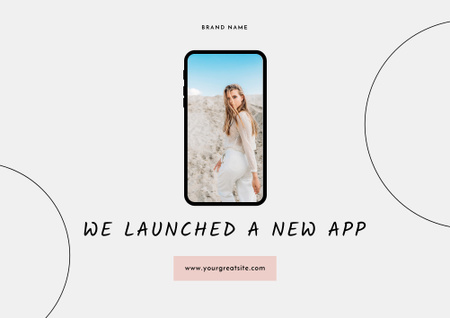 Fashion App with Stylish Woman on screen Poster B2 Horizontal Design Template