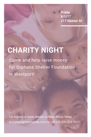 Plantilla de diseño de Noche de filantropía corporativa para recaudación de fondos para niños Pinterest 