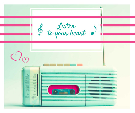 Designvorlage Inspirational quote Retro Radio in Mint color für Facebook