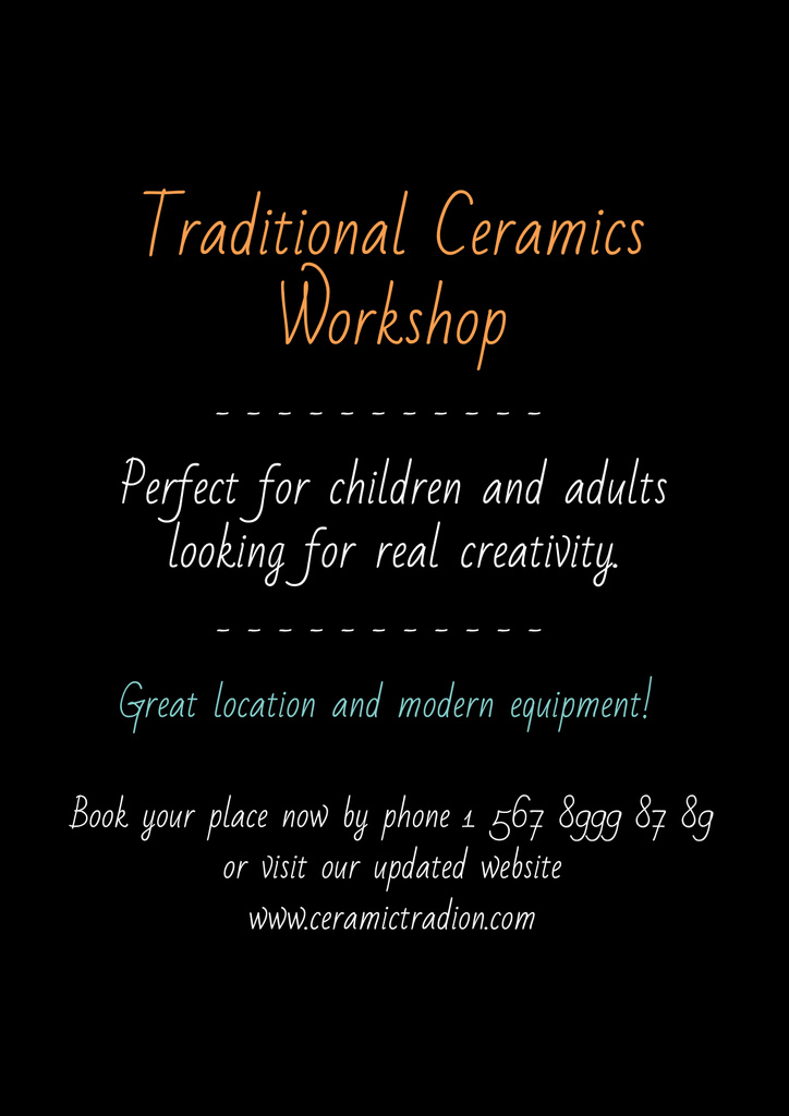 Traditional Ceramics Workshop Announcement Poster Šablona návrhu