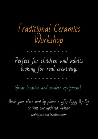 Traditional Ceramics Workshop Announcement Poster Design Template