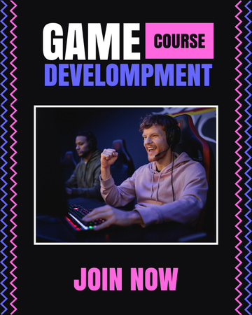 Plantilla de diseño de Video Game Developement Course Offer Instagram Post Vertical 