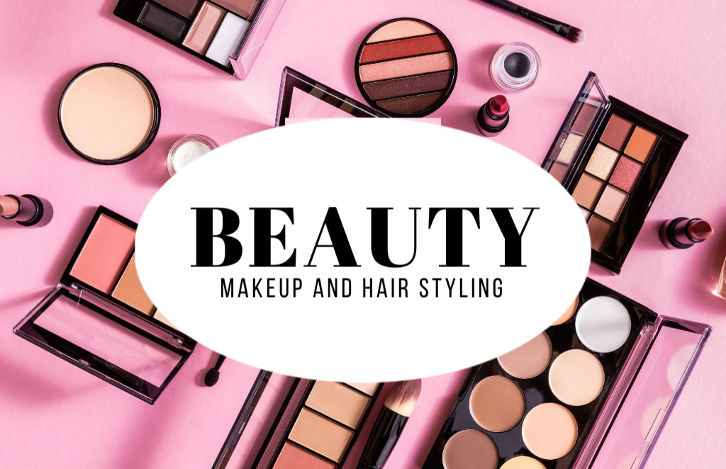 Make-Up and Hair Styling Service Business Card 85x55mm Šablona návrhu