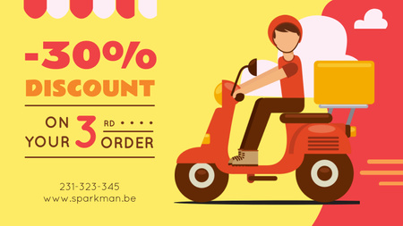 Man on Scooter Delivering Parcel in Red Title 1680x945px Design Template