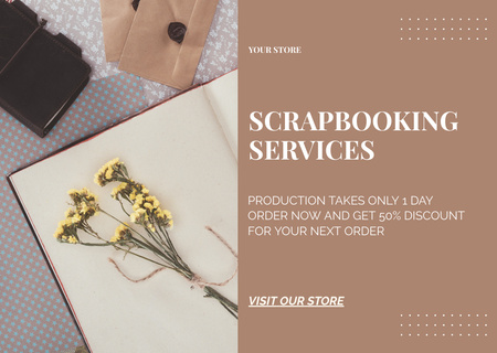 Platilla de diseño Scrapbooking Services Offer With Discount Card