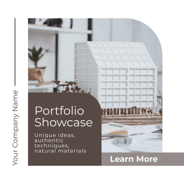 Architectural Services Offer with Building Mockup LinkedIn postデザインテンプレート