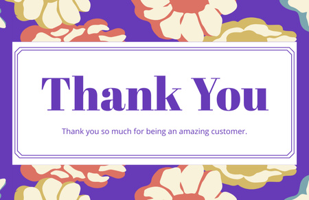 Ontwerpsjabloon van Business Card 85x55mm van Universal Use Purple Floral Thanks