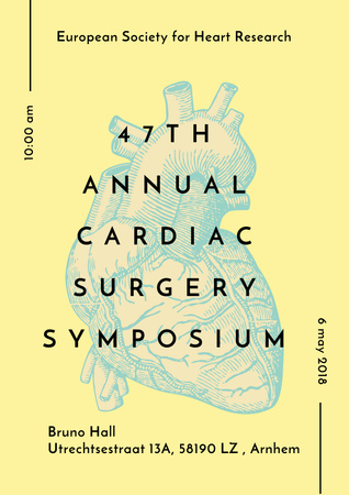 Medical Event Announcement with Anatomical Heart Sketch Poster tervezősablon