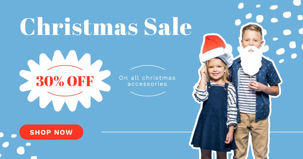 Ontwerpsjabloon van Facebook AD van Kids in Santa's Appearance for Christmas Sale