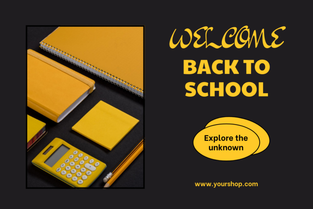 Welcome Back To School from Stationery Shop Postcard 4x6in – шаблон для дизайну
