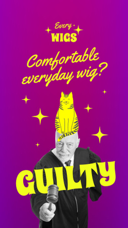 Funny Old Man with Cat on Head Instagram Story Design Template