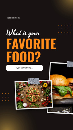 Plantilla de diseño de Pestaña para preguntas sobre tu comida favorita Instagram Story 