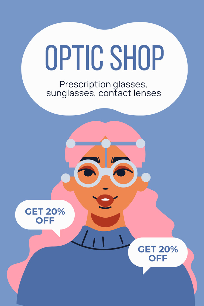 Template di design Optical Store Ad with Vision Testing Service with Modern Equipment Pinterest
