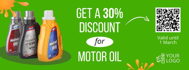 Voucher for Motor Oils on Green Coupon Design Template