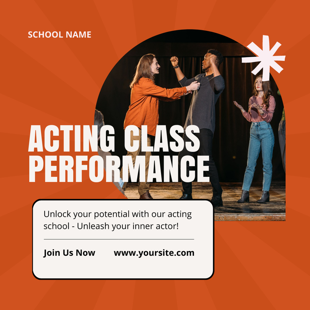 Designvorlage Acting Class Performance on Red für Instagram