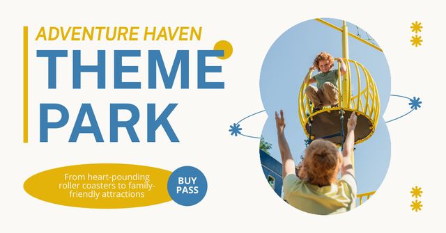 Amusement Theme Park With Ferris Wheel Facebook ADデザインテンプレート