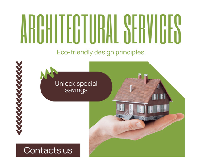 Architectural Services Ad with Small Model of House Facebook Design Template