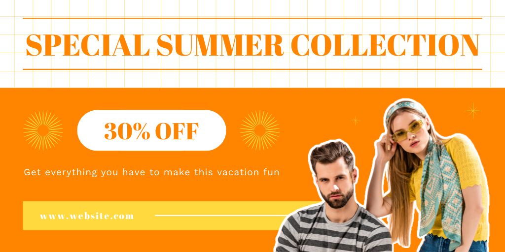 Special Summer Collection Offer on Orange Twitter Šablona návrhu