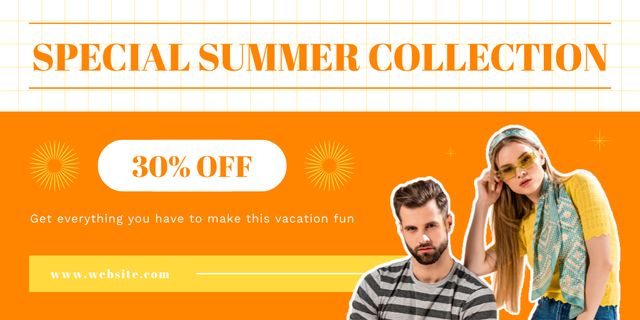Designvorlage Special Summer Collection Offer on Orange für Twitter