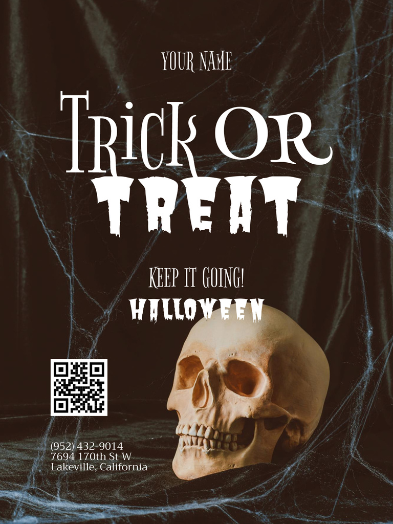 Halloween Sale Ad with Skull Poster US Design Template