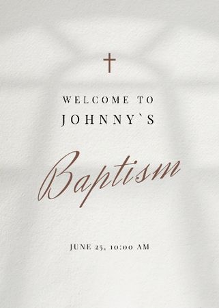 Baby's Baptism Announcement with Church Window Shadow Invitation Design Template