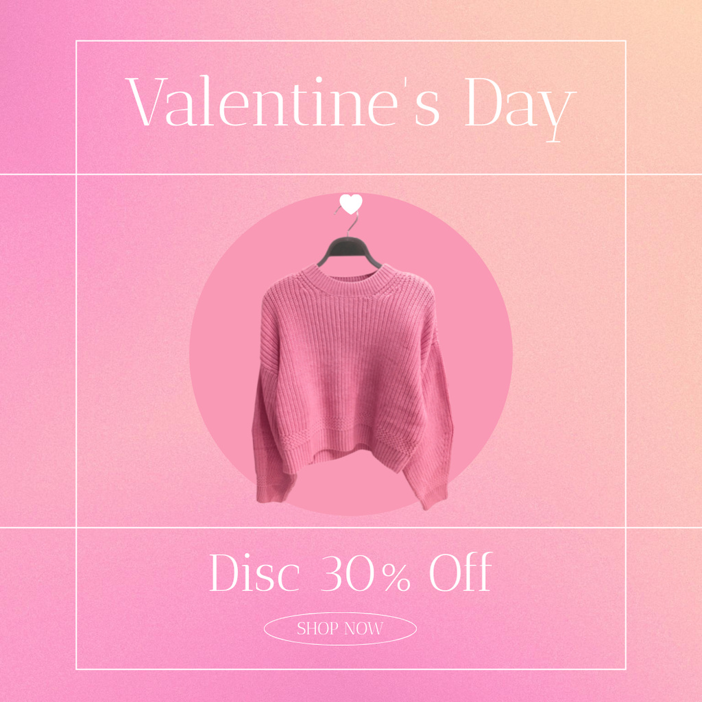 Valentine's Day Discount Offer on Women's Clothing Instagram AD Design Template